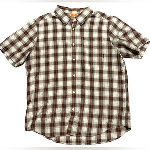 Merrell Button Down Shirt Blue Plaid Short Sleeve Casual Pockets Men Travel XL